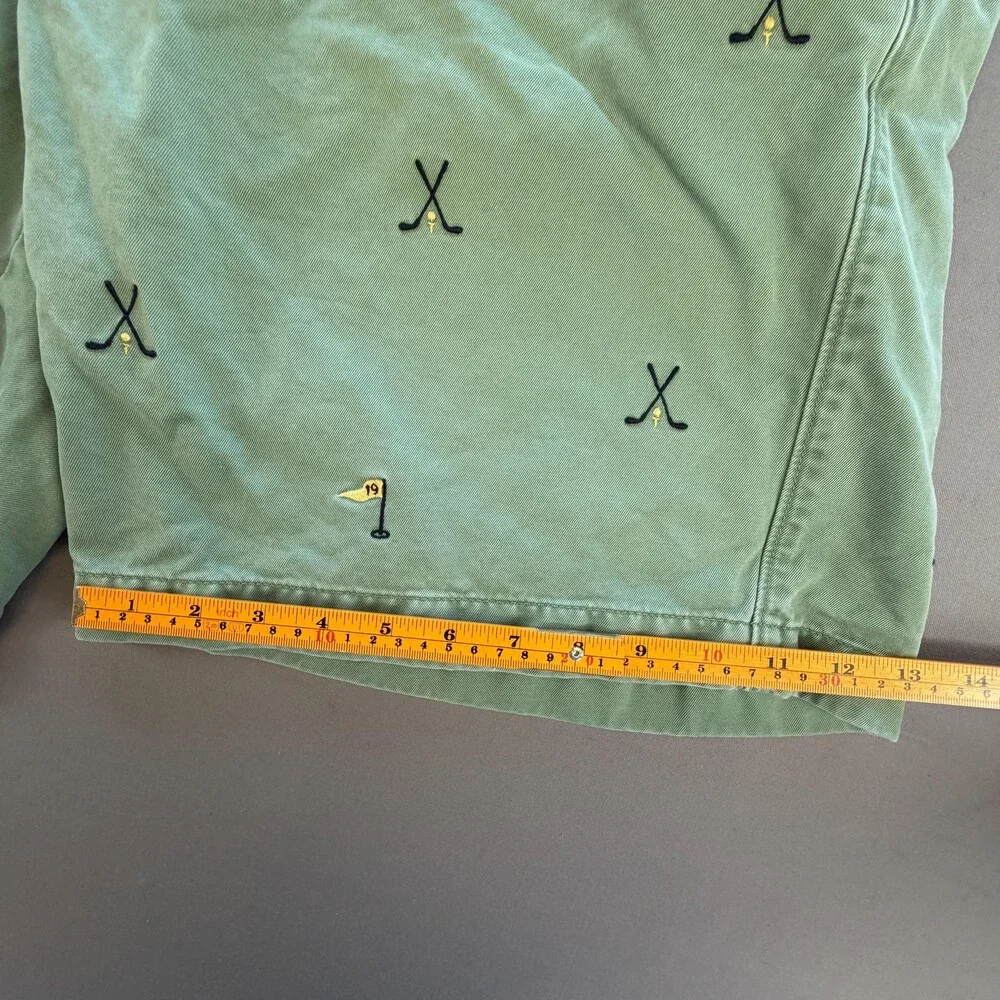 Vintage J.Crew Chino Shorts Mens 36 Green Cotton Golf Embroidered 9